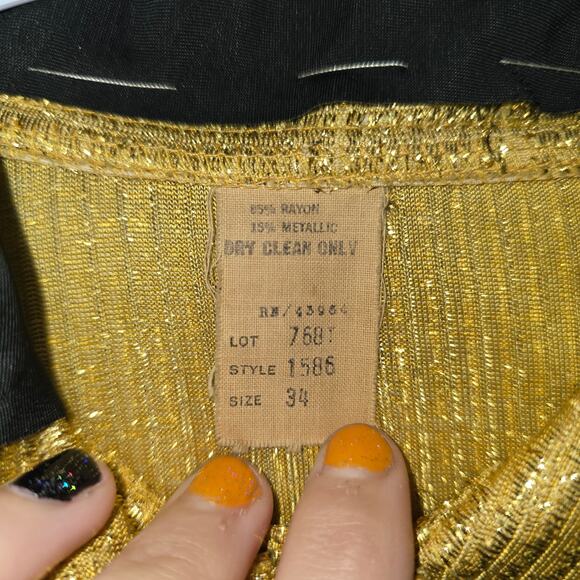 Vintage Gold Shimmer Women's Button Up Top Size 34 - Picture 4 of 10